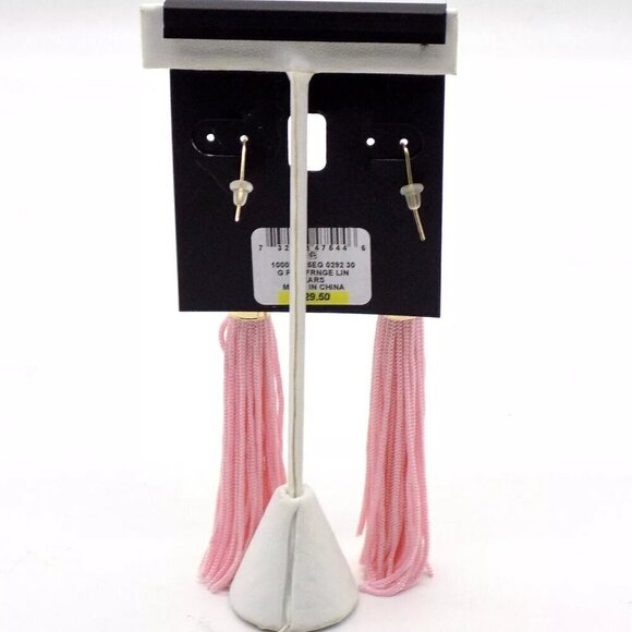 INC International Concepts Linear Dangle Earrings Pink Fringe Gold-tone 5" Long - Picture 3 of 4